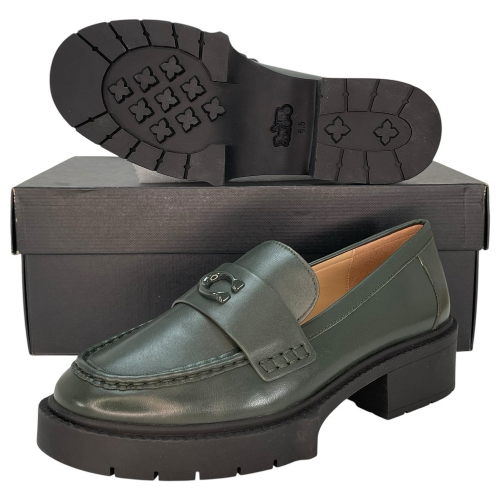 COACH Leah Amazon Green Leather Chunky Sole Womens Loafers Size 6.5B - Picture 12 of 12